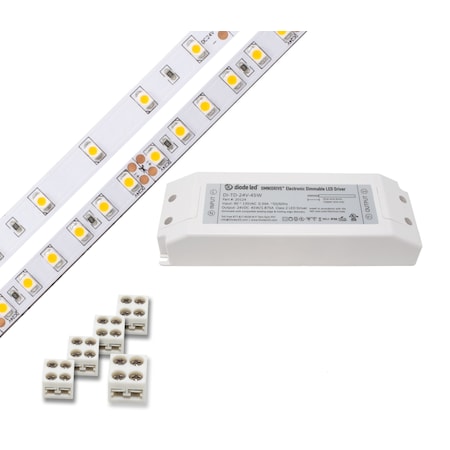 Diode Led 100 LED Tape Light 24V 2700K, 16.4 ft. & Dimmable Driver DI-KIT-24V-BC1OM30-2700